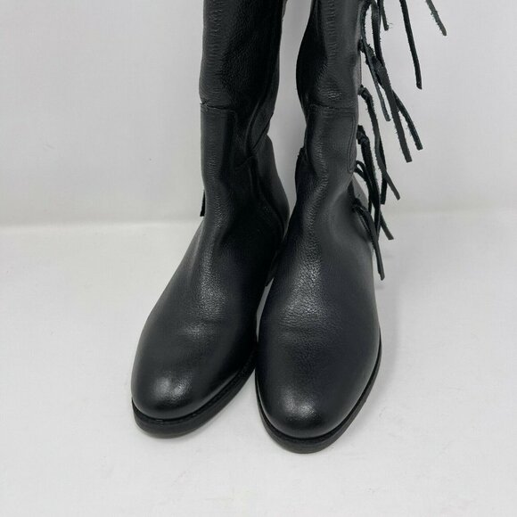 Matisse Size 7 Ramsey Riding Boots Black Leather Knee High Flat Fringe Cowboy - Picture 9 of 10